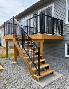 Black Picket Railing on Deck in Canada - Canada Deck and Rail